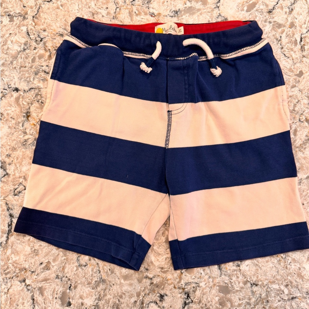 Stylish Mini Boden boys size 10Y (140cm) shorts in blue and white stripes